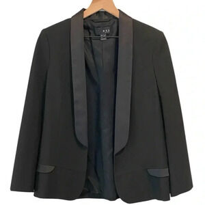 MNG by Mango Black Tuxedo Blazer, Satin Lapels, Lined, Size US 8/M